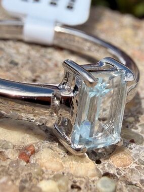Blue Topaz Ring 0.62 CTW 14K White Gold Over Sterling Silver Size 7